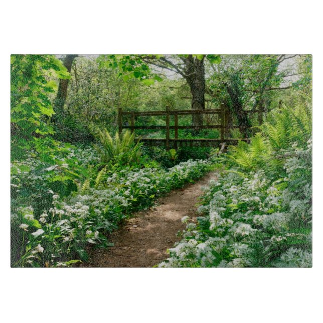 Planche À Découper Fleurs | Fleurs sauvages blancs en forêt (Devant)