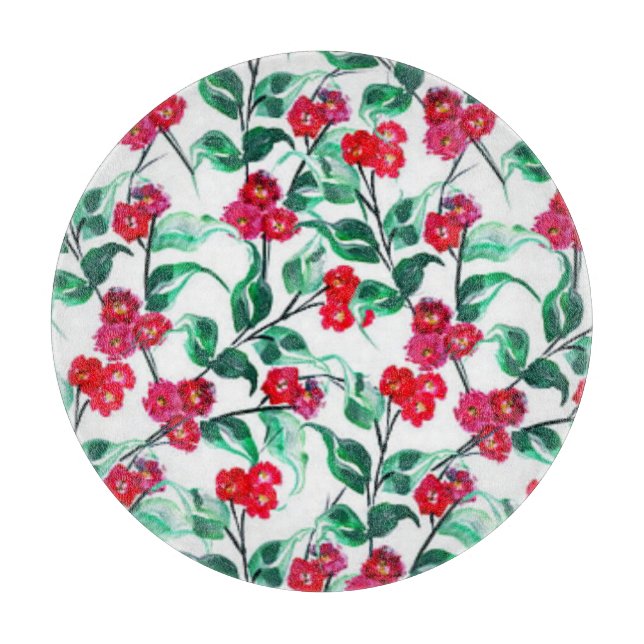 Planche À Découper Fleurs florales en rouge Motif-56698 (Devant)