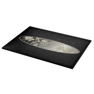 Planche À Découper Fleurs métalliques gris argenté