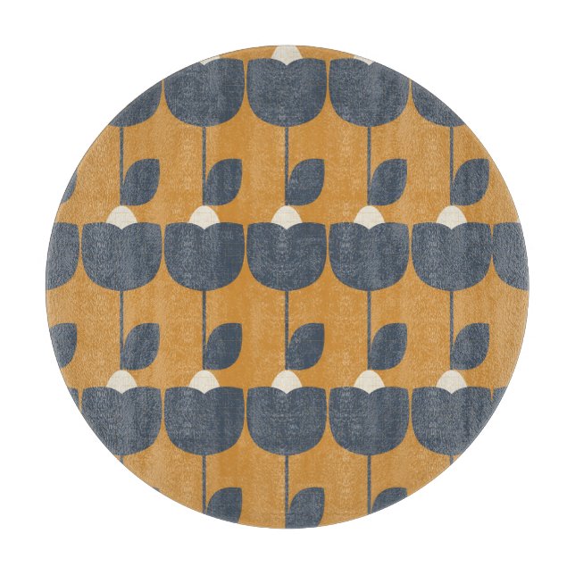 Planche À Découper Fleurs modernes rétro : Scandinave Géométrique. (Devant)