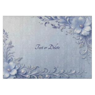 Planche à découper Fleurs Ornées Bleues avec Perle
