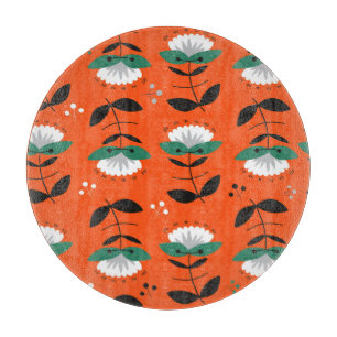 Planche À Découper Fleurs rétro, feuille : motif sans soudure.