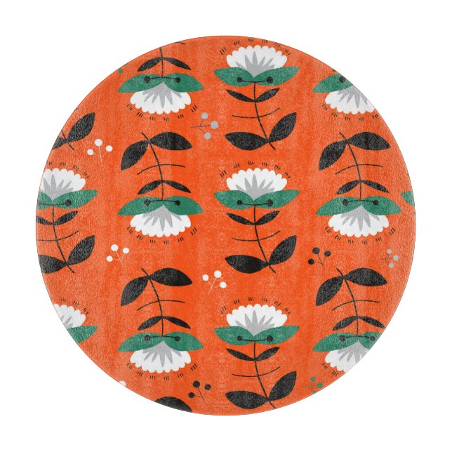 Planche À Découper Fleurs rétro, feuille : motif sans soudure. (Devant)