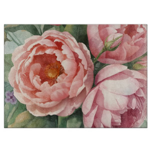 Planche À Découper Fleurs roses vintage géantes