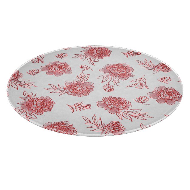 Planche À Découper Fleurs Rouges Chic   (Coin)