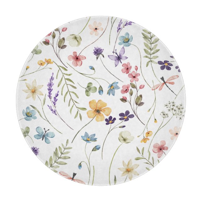 Planche À Découper Fleurs sauvages aquarelle | (Devant)