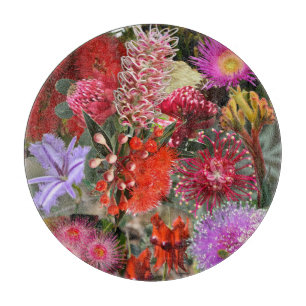 Planche À Découper Fleurs sauvages autochtones australiennes rondes