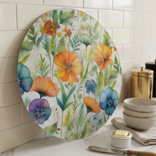 Planche À Découper Fleurs sauvages d'aquarelle de style français