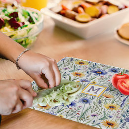 Planche À Découper Fleurs sauvages rustiques aquarelle personnalisées