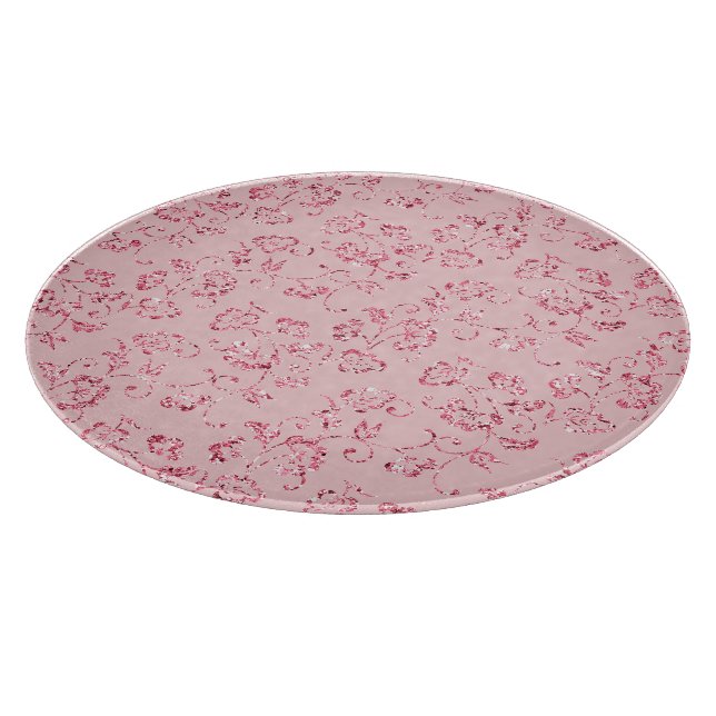 Planche À Découper Fleurs scintillantes rose romantique  (Coin)