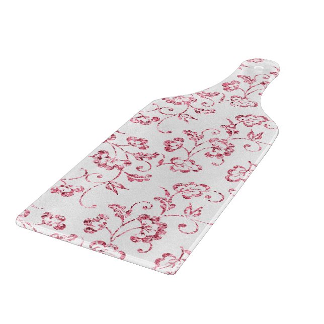 Planche À Découper Fleurs scintillantes roses romantiques  (Coin)