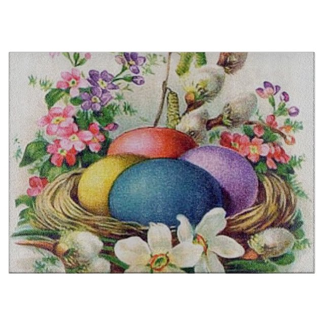 Planche À Découper fleurs vintages de Pâques rétro (Devant)