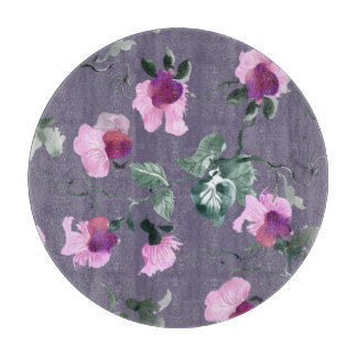 Planche À Découper Fleurs violettes : motif aquarellé.