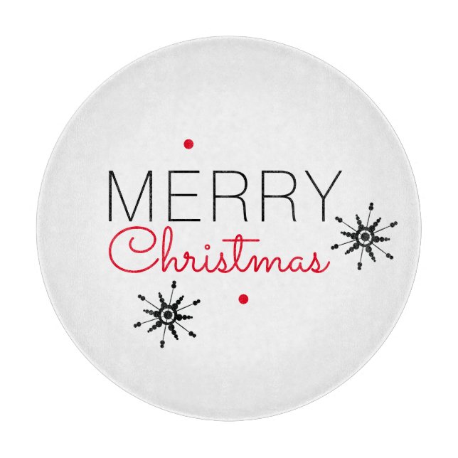 Planche À Découper Flocon de neige de Noël noir et rouge (Devant)