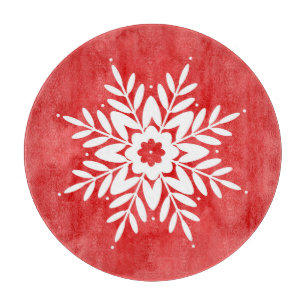 Planche À Découper Flocon de neige tiré à la main, Aquarelle Abstrait