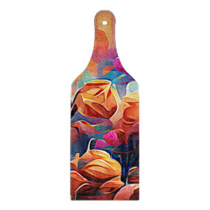Planche À Découper Floral Abstract Art Orange Red Blue Flowers