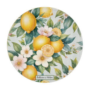 Planche À Découper Floral Été citron citron nom personnalisé