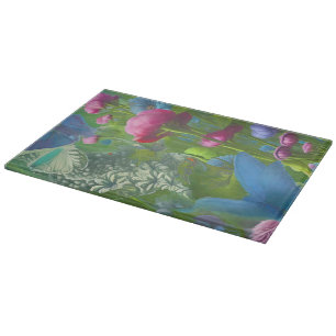 Planche À Découper Floral rose, bleu et blanc muet