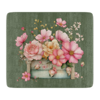 Planche à découper florale d'été de cottage