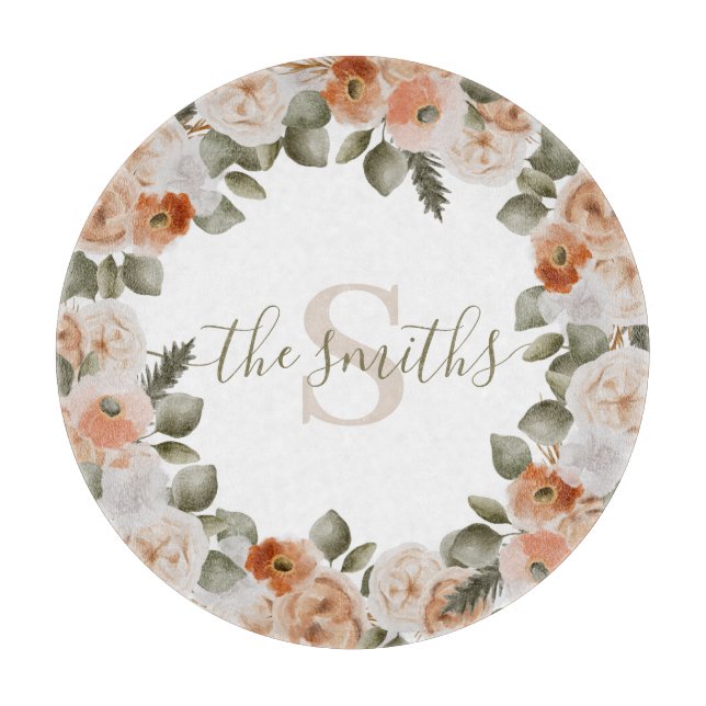 Planche à découper florale monogrammée (Devant)