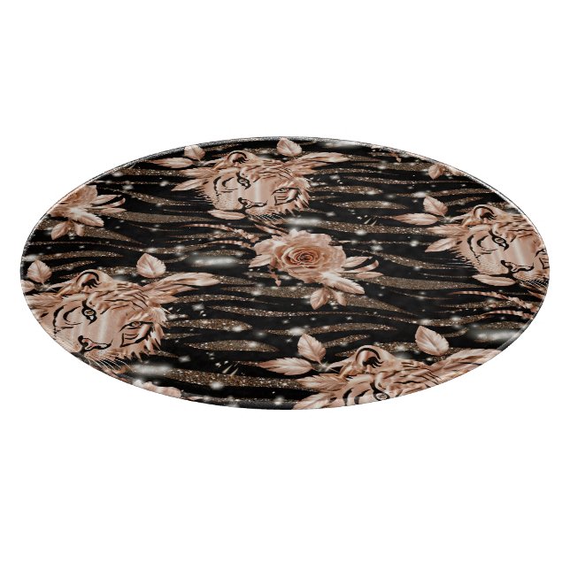Planche À Découper Flore de tigre d'or Rose noir (Coin)