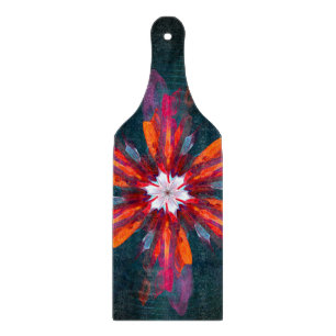 Planche À Découper Flore Mandala Flowers Orange Red Blue Abstract