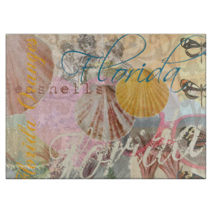 Planche À Découper Floride Vintage Travel Beach Seashell Shell Art