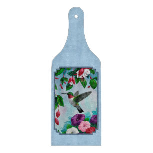 Planche À Découper Flower Garden and Hummingbirds Blue