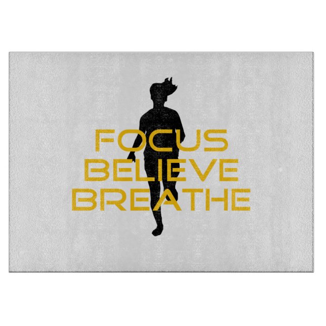 Planche À Découper Focus Croire Respirer Jaune Courir Fitness (Devant)