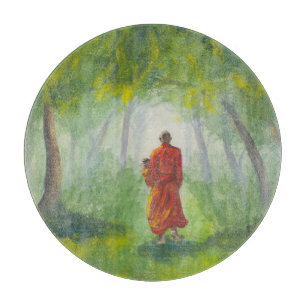 Planche À Découper Forêt asiatique, peinture de moine acrylique.