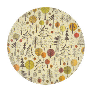Planche À Découper Forêt d'automne : Motif graphique transparent.