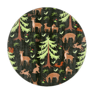 Planche À Découper Forêt de cerfs : Motif Pittoresque Vintage.