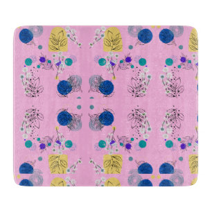 Planche À Découper Formes Botaniques Abstraites Florales Bohème Rose 
