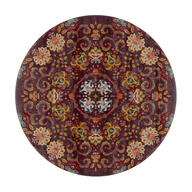 Planche À Découper Foulard à cou de soie, motif oriental (Devant)