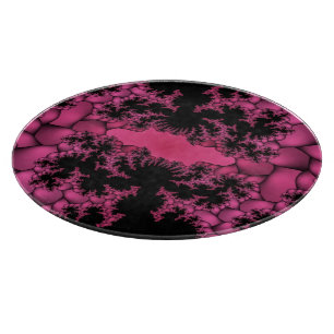 Planche À Découper fractale noire et rose