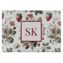Fraise Douce & Motif Floral Monogramme Personnalis