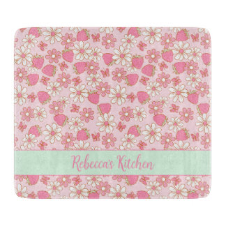 Planche À Découper Fraises de printemps doux Personnalisées
