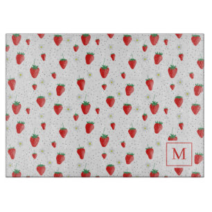 Planche À Découper Fraises et fleurs d'été mignonnes Monogramme