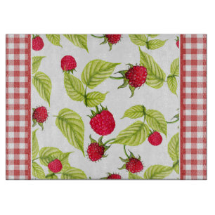 Planche À Découper Framboises sur En vichy rouge