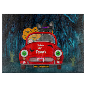 Planche À Découper Français Bulldog Driving Car Effrayant Halloween