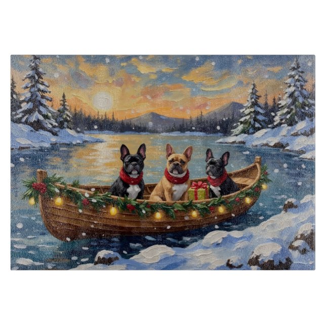 Planche À Découper French Bulldog Christmas Boat Holiday (Devant)