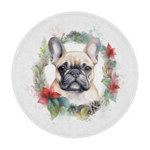 Planche À Découper French Bulldog Christmas Wreath Festive Pup