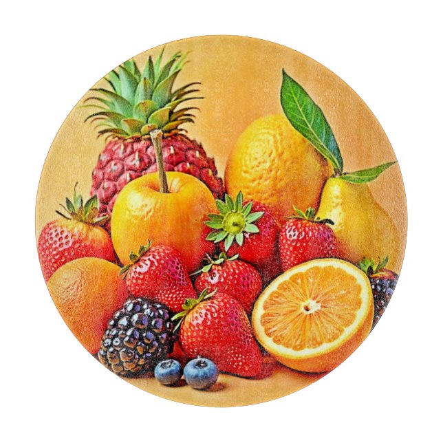 Planche À Découper Fresh Bounty: Vibrant Fruit Harvest Design  (Devant)