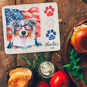 Planche À Découper Friandise pour chien Berger Australien Rouge Blanc