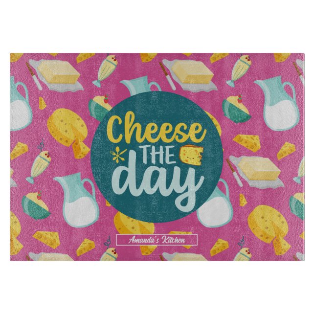 Planche À Découper Fromage amusant Le Jour Rétro Motif de nourriture  (Devant)