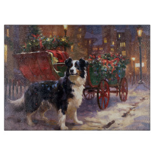 Planche À Découper Frontière Collie Festive de Noël