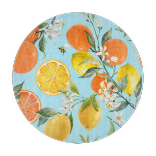 Planche À Découper Fruits Citrus Aquarelle : Dessinés à la Main