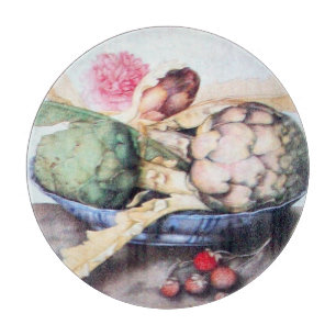 PLANCHE À DÉCOUPER FRUITS DE SAISON 4- ARTICHOKES, ROSE & FRAISES