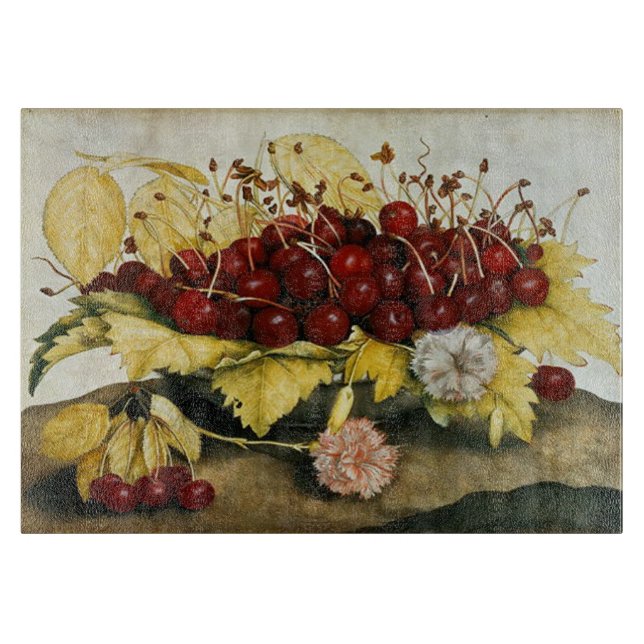 PLANCHE À DÉCOUPER FRUITS DE SAISON / CHERRIES ET CARNATIONS (Devant)