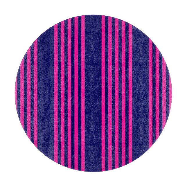 Planche À Découper Fuchsia et bleu marine cinq bandes motif (Devant)